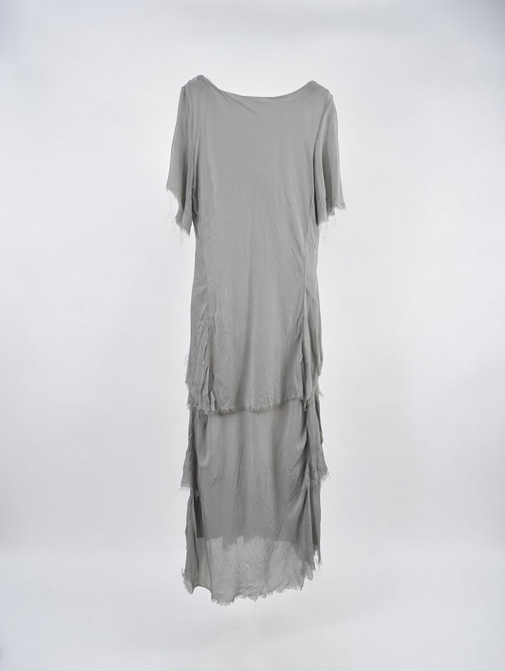 Sorelle Silk Ruffle Dress Pewter