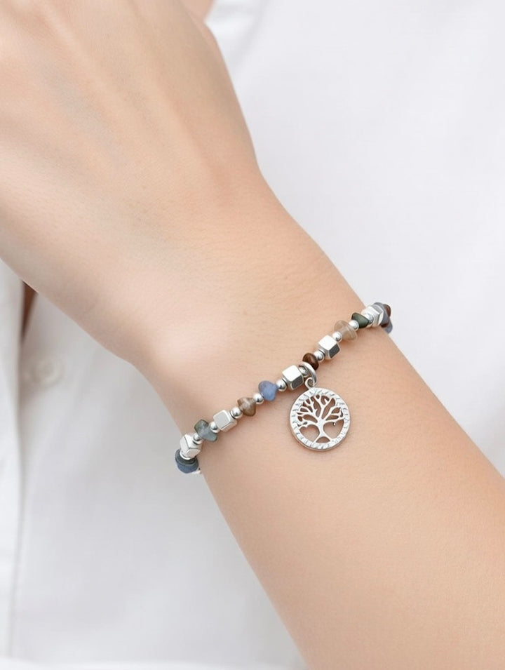 Tree Of Life Beaded Bracelet Silver