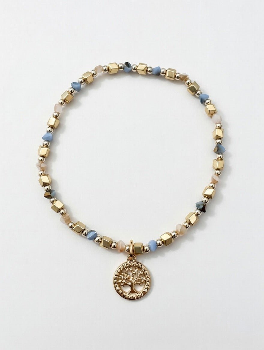 Tree Of Life Beaded Bracelet Gold