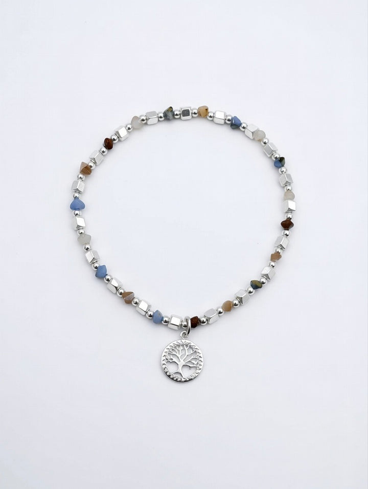 Tree Of Life Beaded Bracelet Silver
