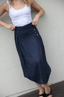 Lina Linen Tie Skirt Navy