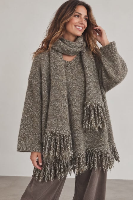 Robyn Scarf & Jumper Set Khaki