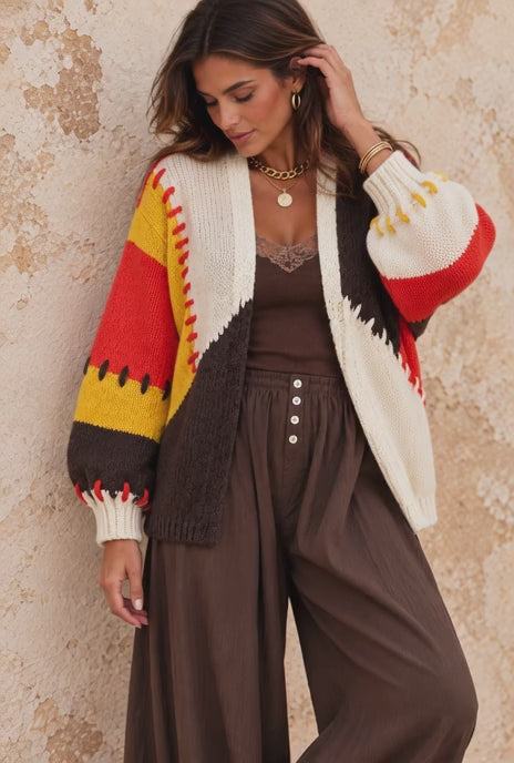 Lilia Autumn Stitch Cardigan Choc/Org