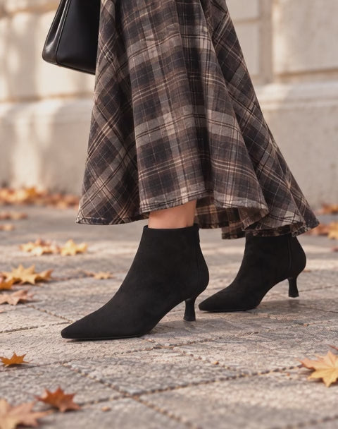 Kyra Faux Suede Ankle Boots Black