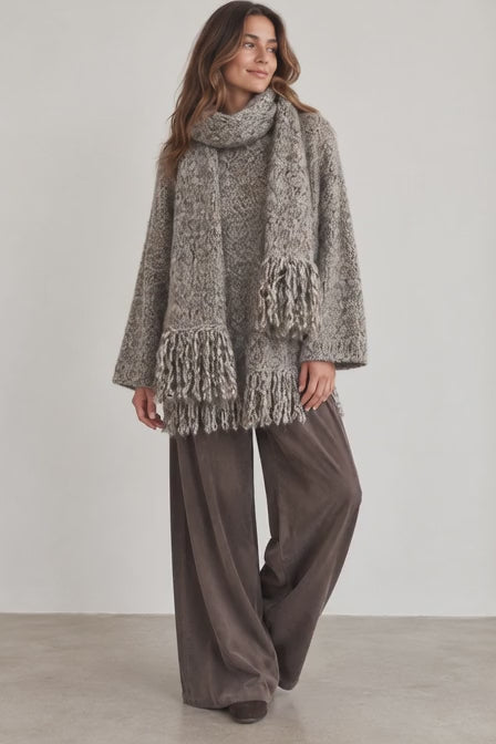 Robyn Scarf & Jumper Set Light Grey