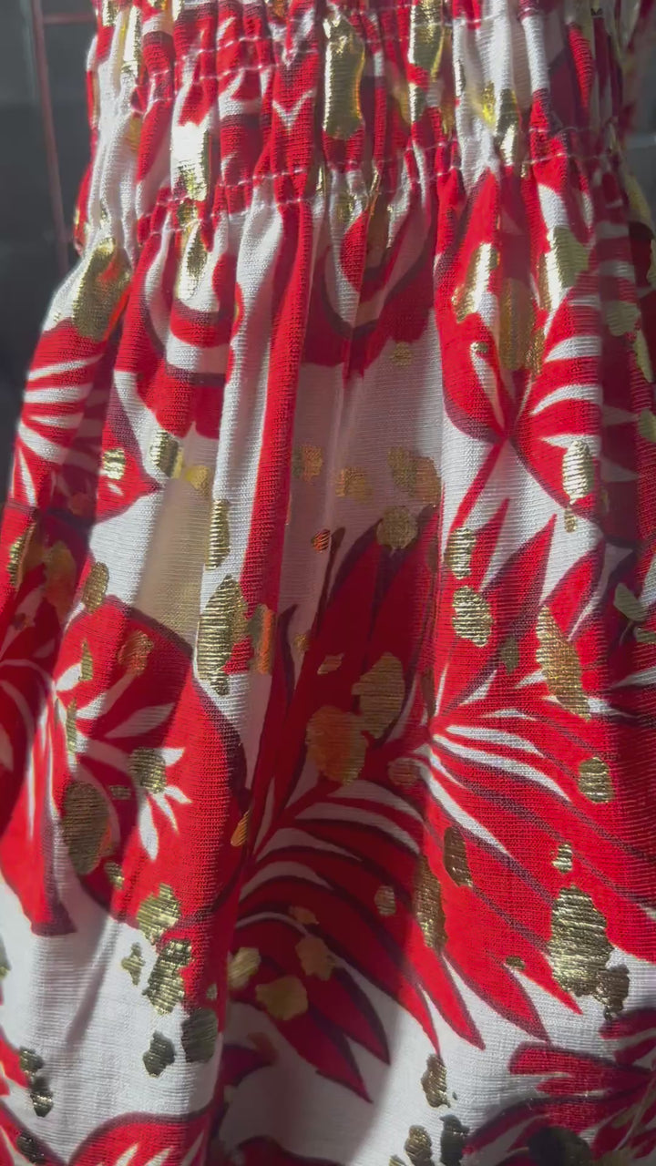 Mara Shirred Maxi Dress Red