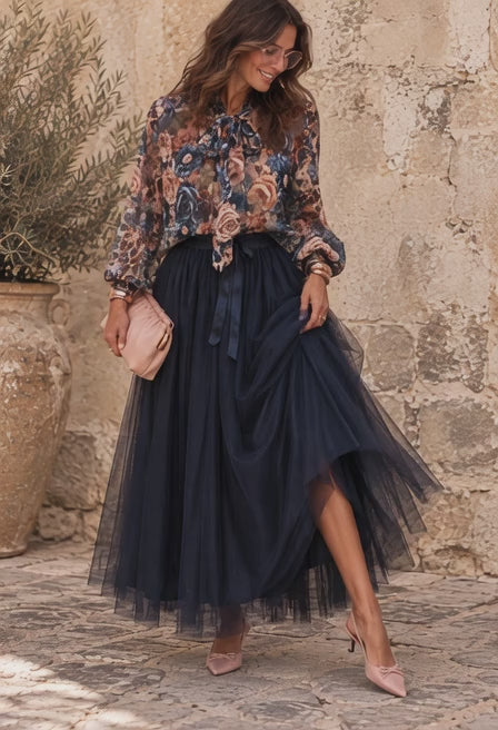 Carrie Tulle Skirt Navy