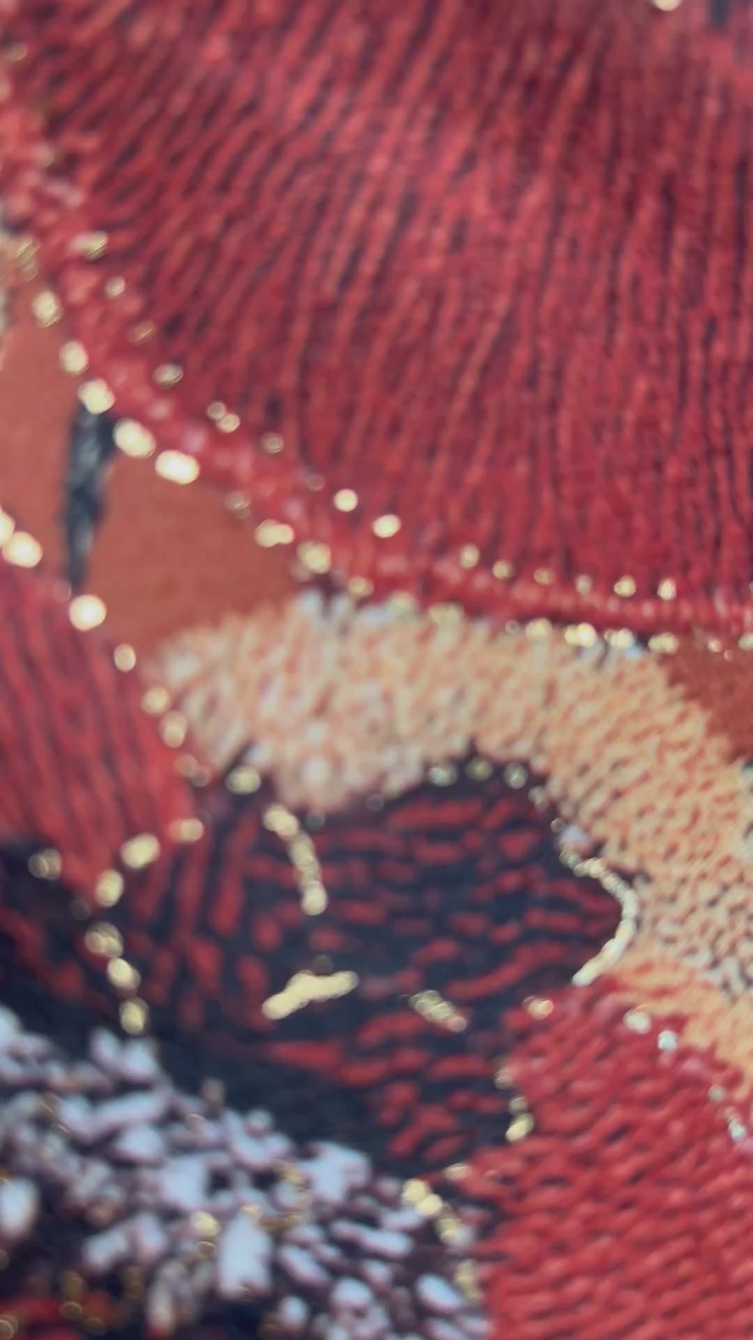 Kiku Oriental Floral Scarf Rust & Gold