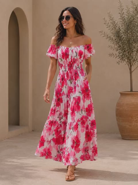 Alondra Floral Maxi Dress Red