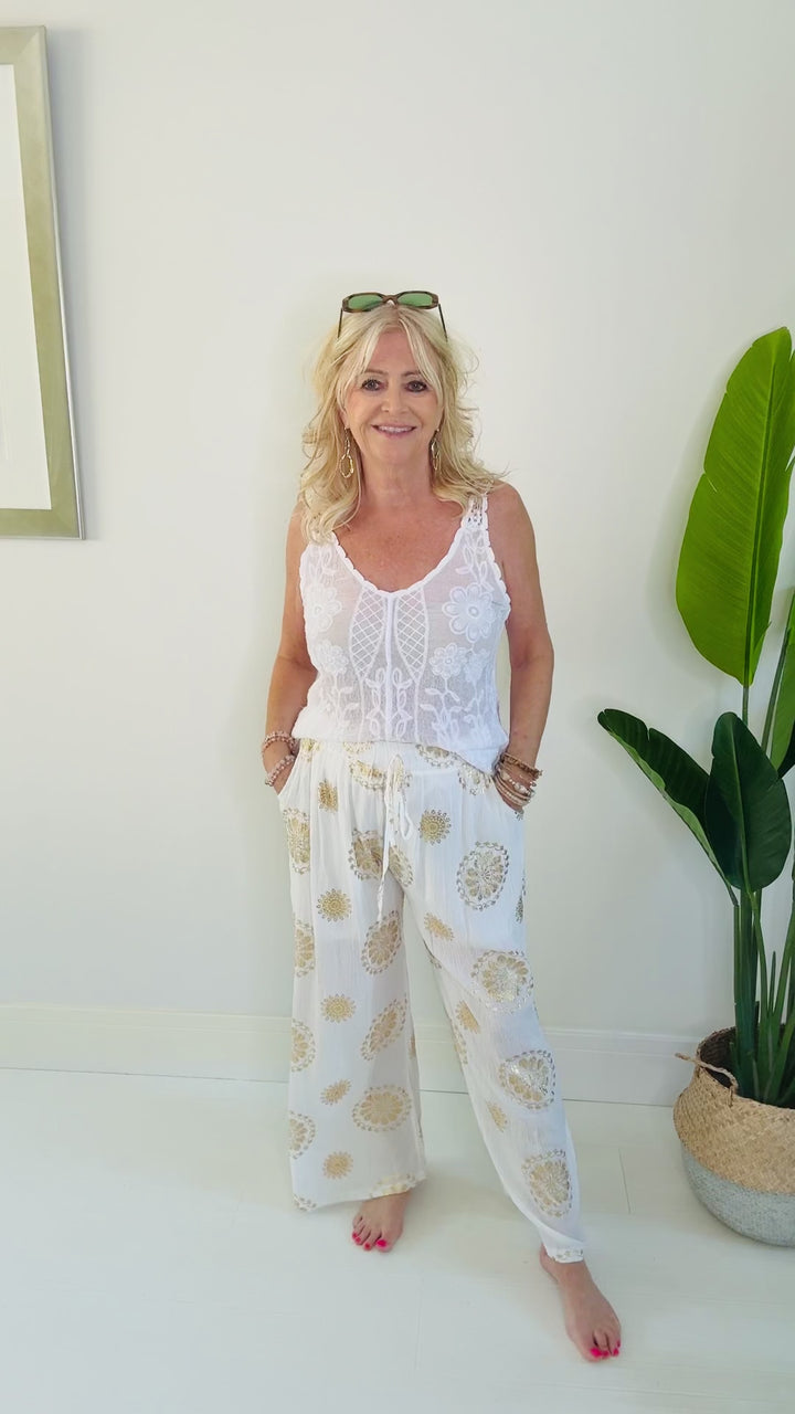 Alicia Gold Print Trousers