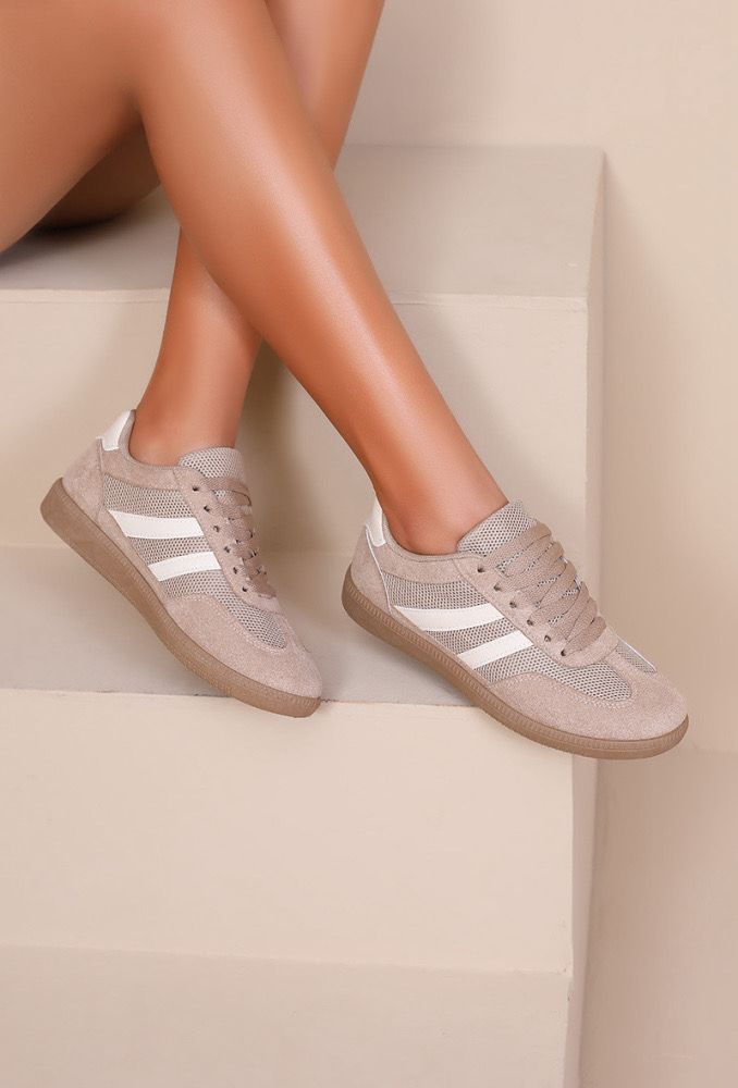 Ayden Suede Trim Trainers Beige