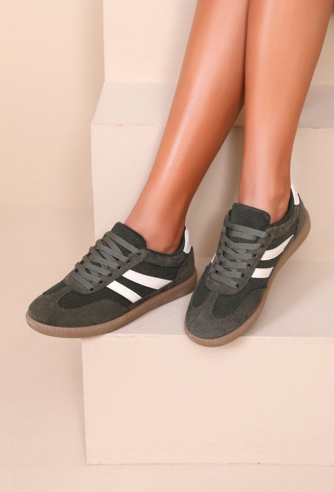 Ayden Suede Trim Trainers Kakhi