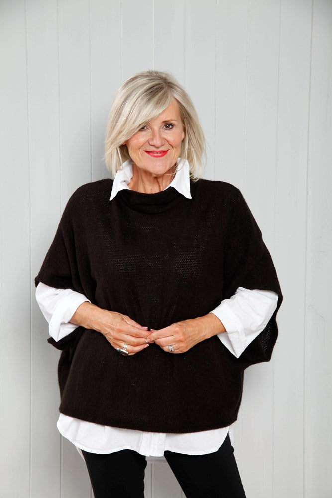 Chocolate Cowl Poncho Top
