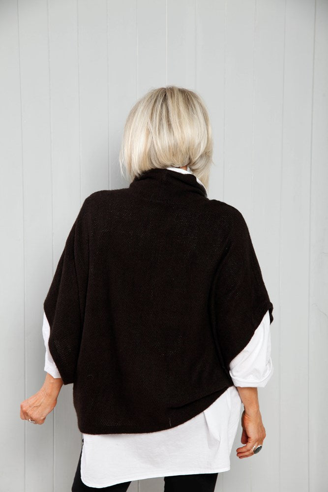 Chocolate Cowl Poncho Top