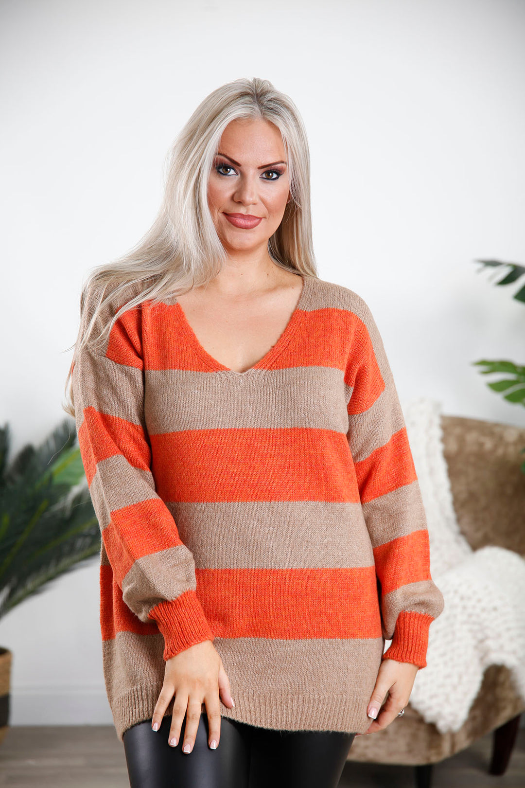 Orange Serena Striped Jumper