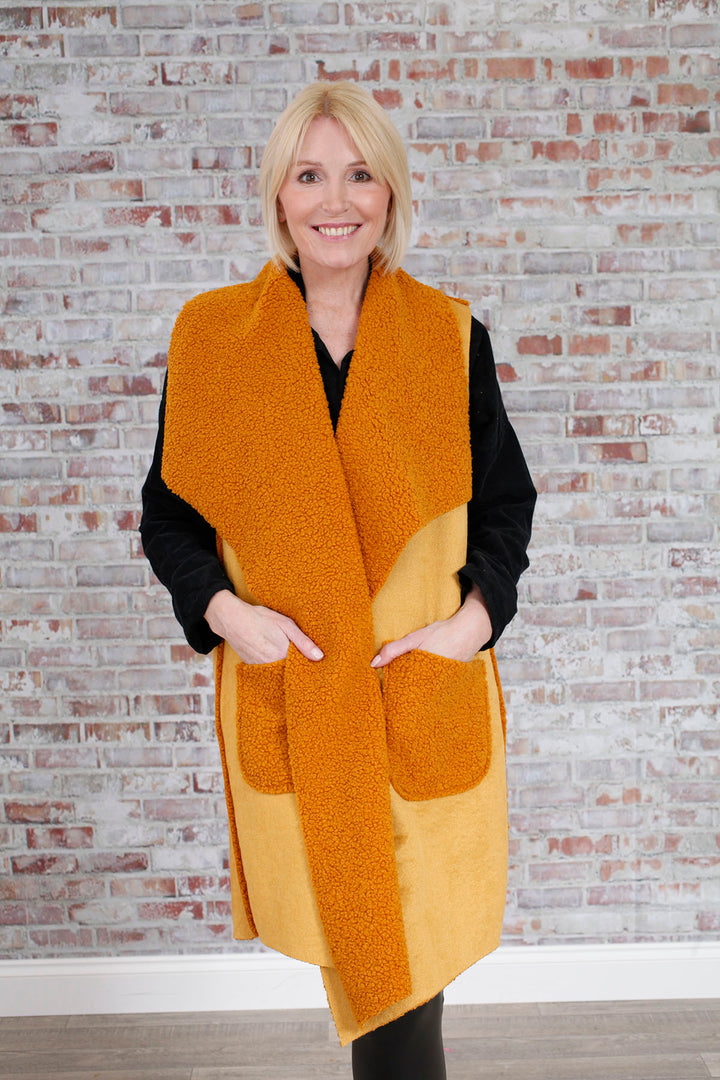 Mustard Faux Suede Gilet