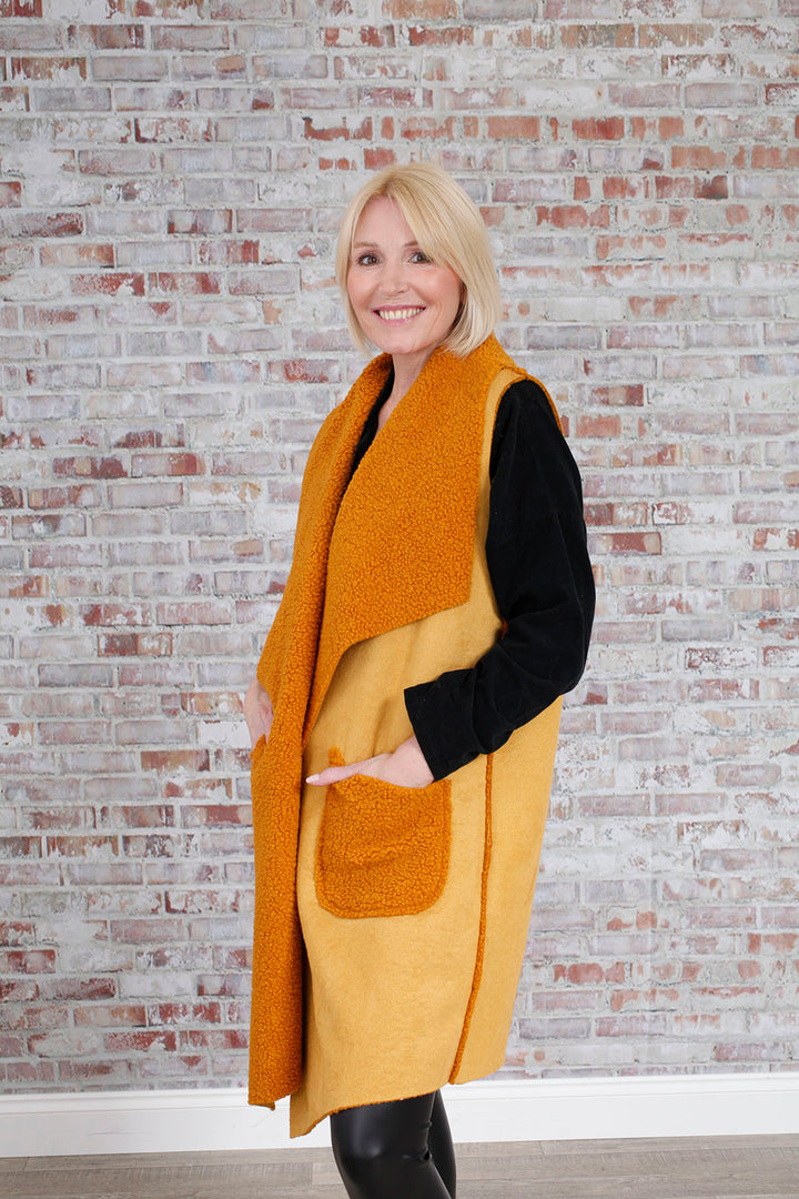 Mustard Faux Suede Gilet