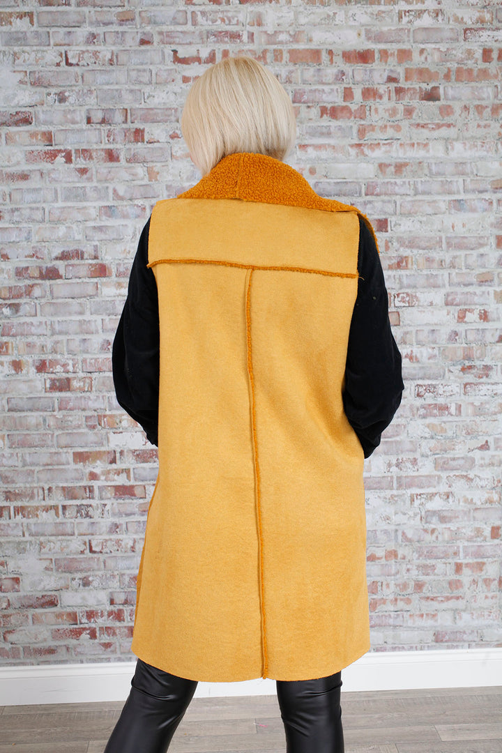 Mustard Faux Suede Gilet