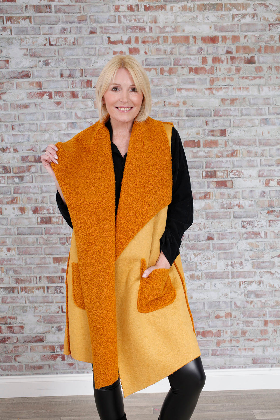 Mustard Faux Suede Gilet