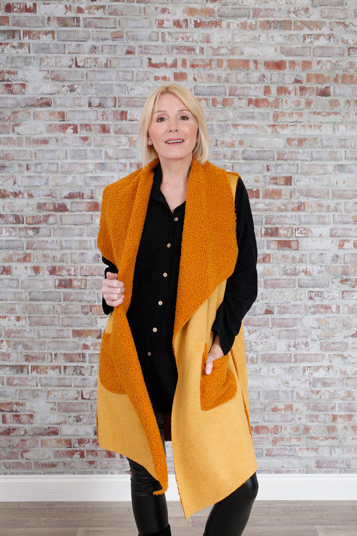 Mustard Faux Suede Gilet
