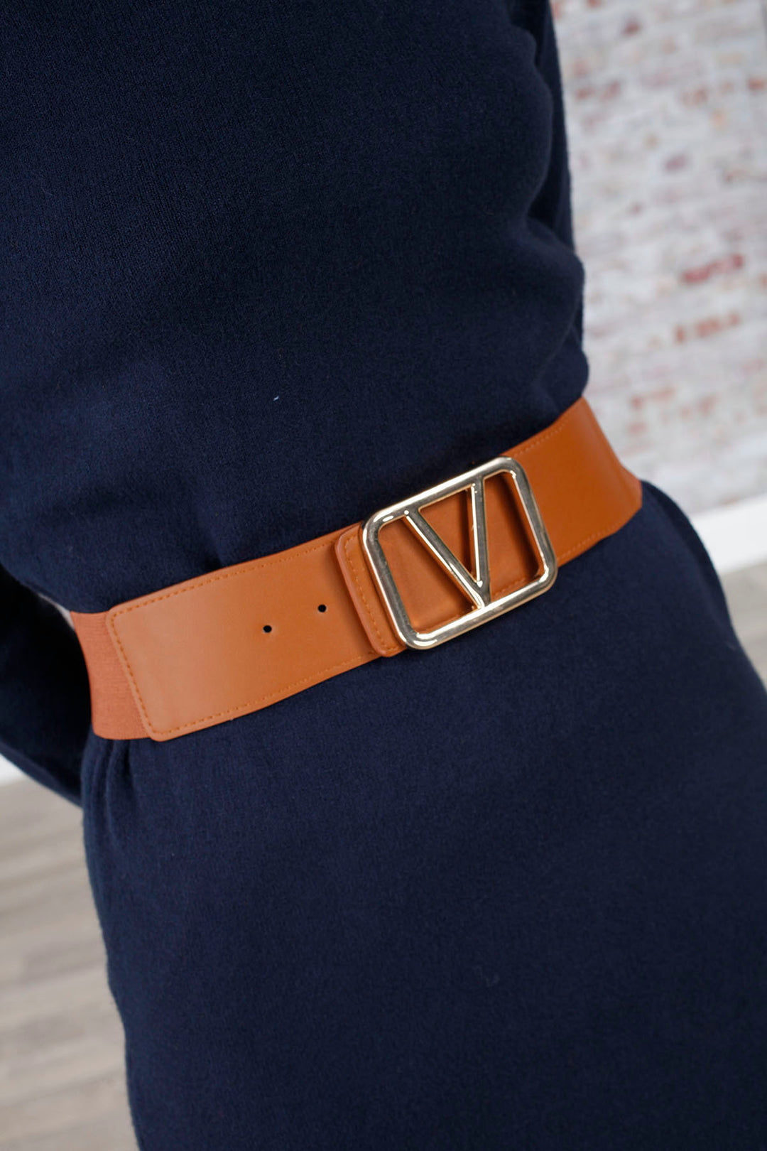 Galentino Stretch Belt Tan/Gold