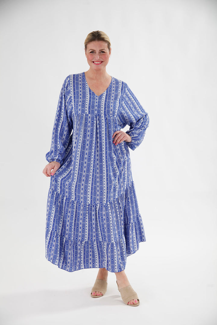 Ava Aztec Dress Blue