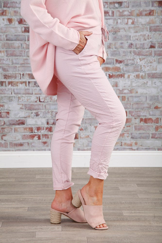 Lurex Tie Magic Pants Pale Pink