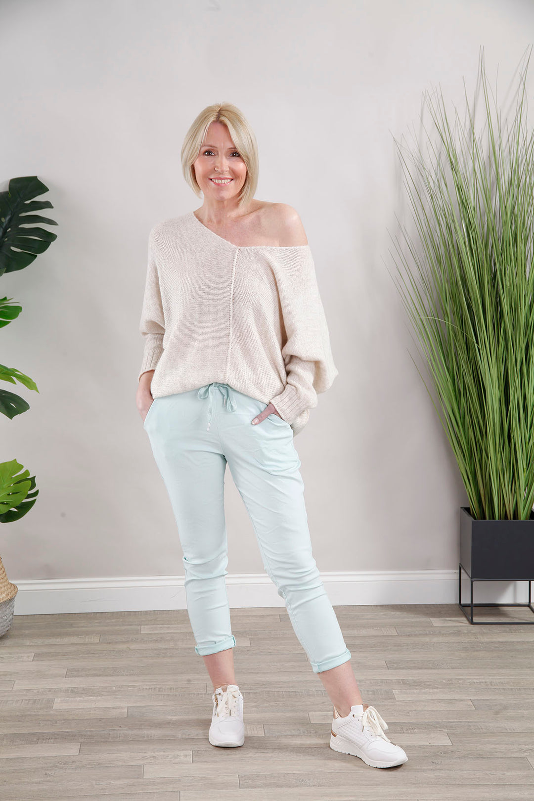 Lurex Tie Magic Pants Mint