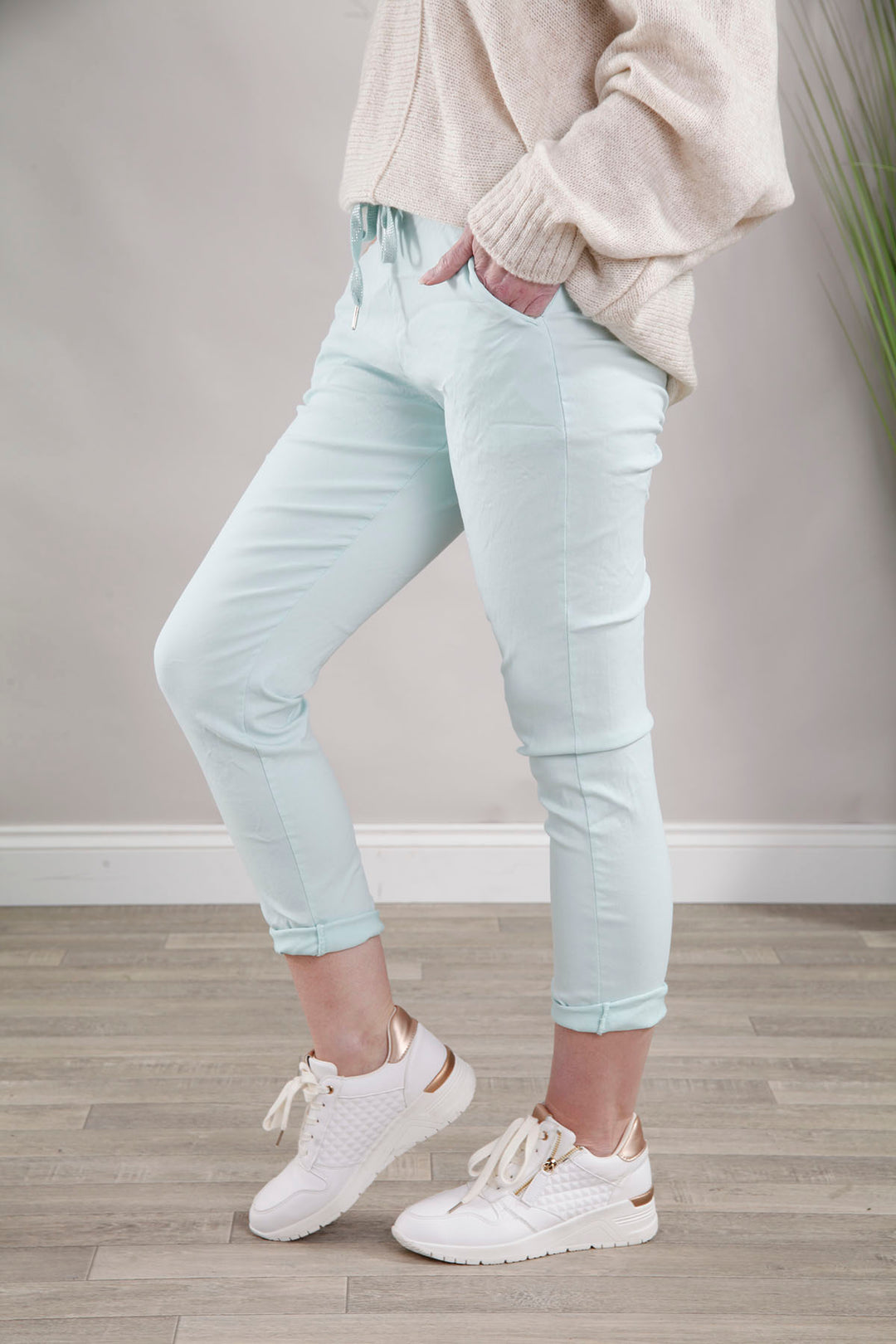 Lurex Tie Magic Pants Mint