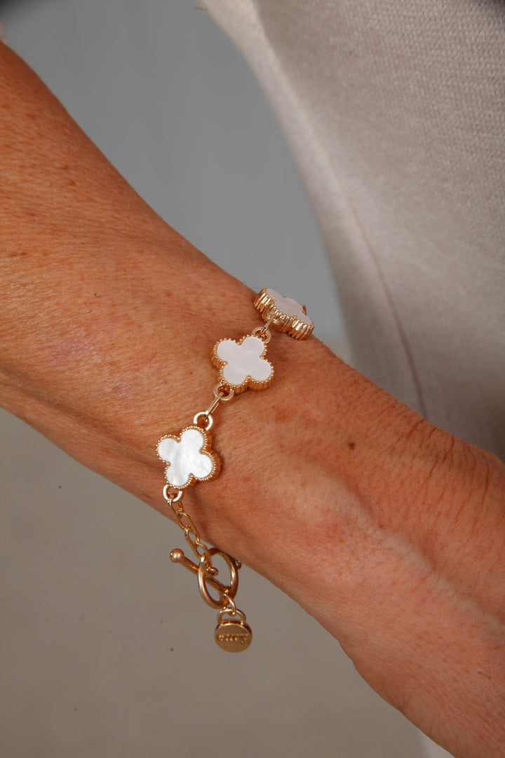 Celeste Clover Bracelet White/Gold