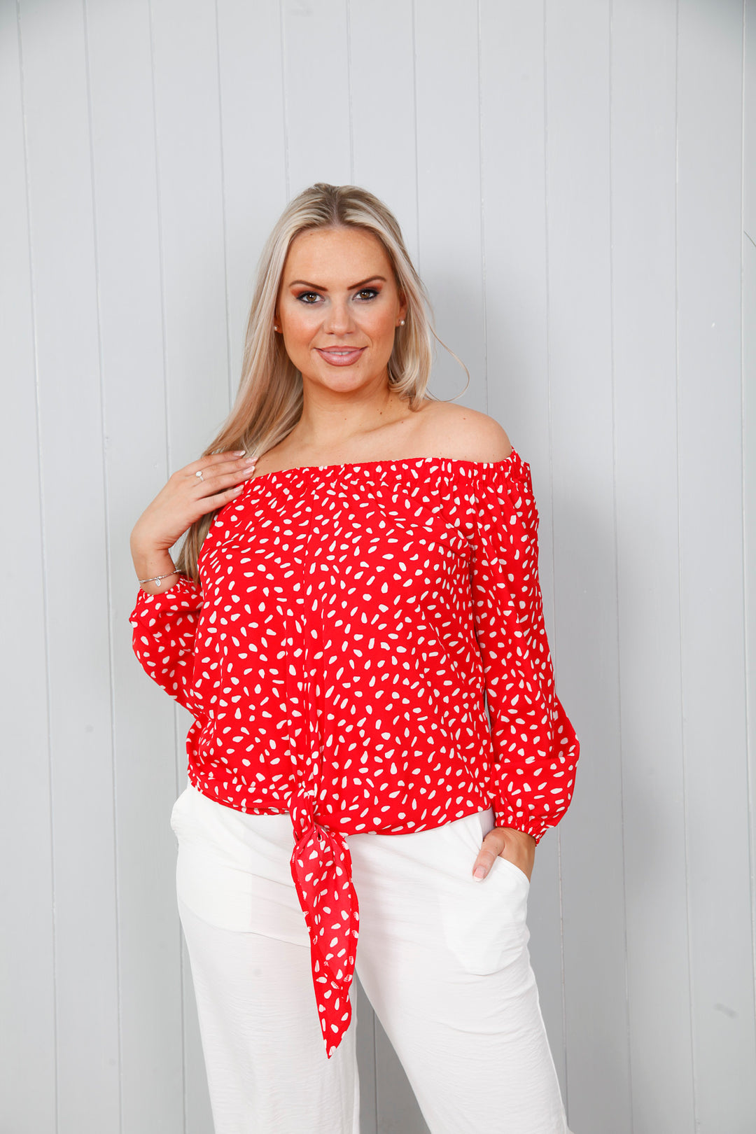 Polka Dot Gypsy Top Scarlet