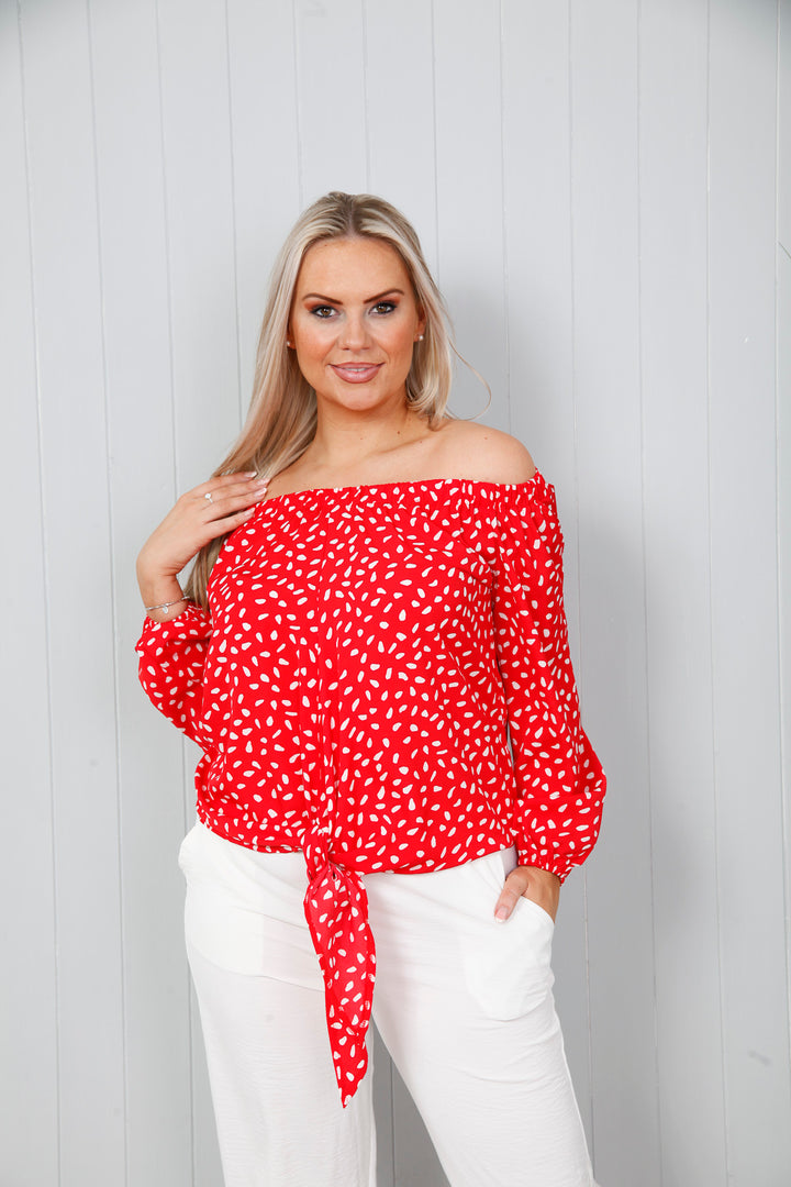 Polka Dot Gypsy Top Scarlet