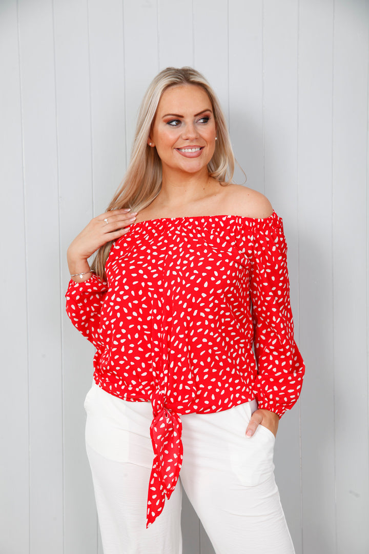 Polka Dot Gypsy Top Scarlet