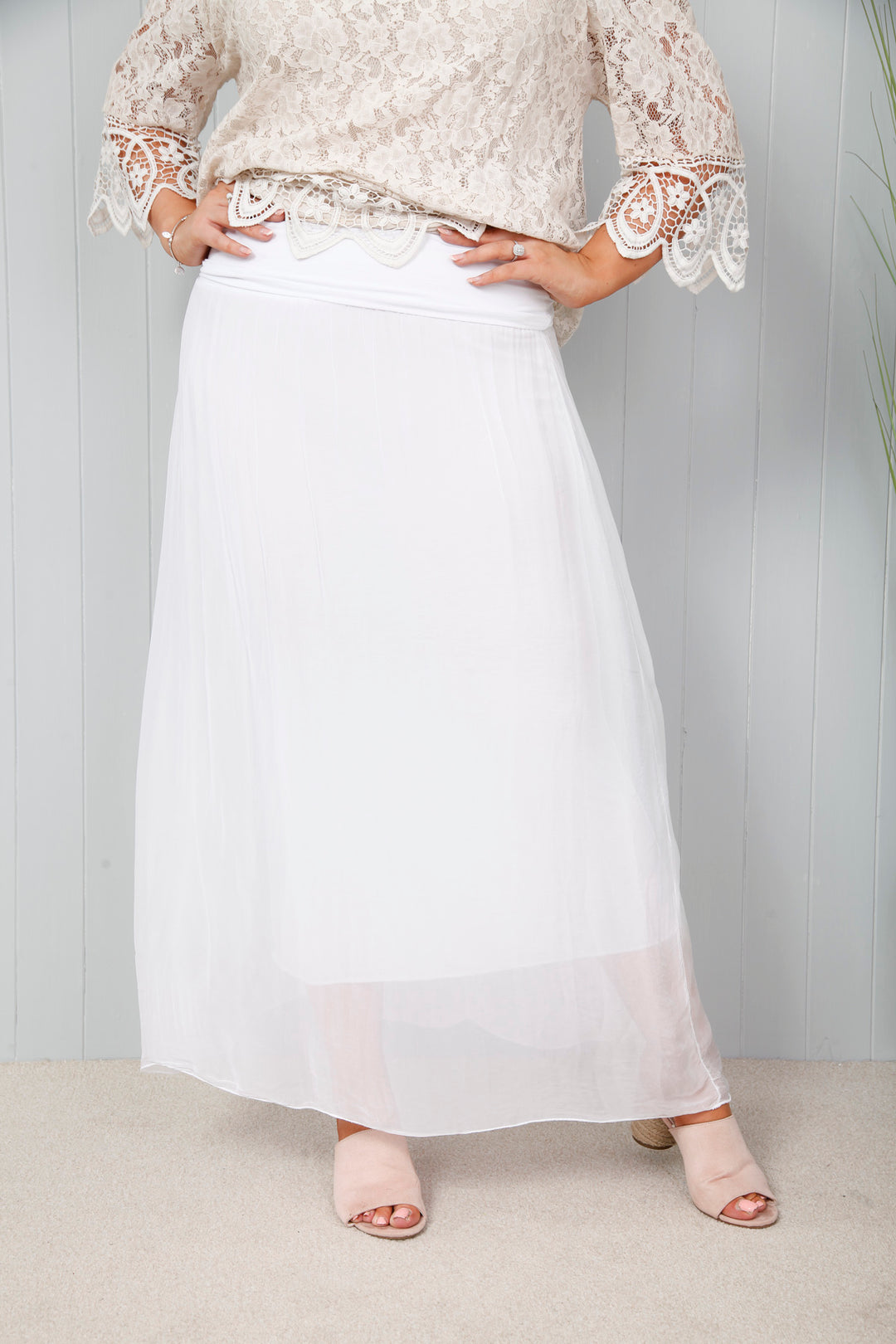 Silk Skirt White