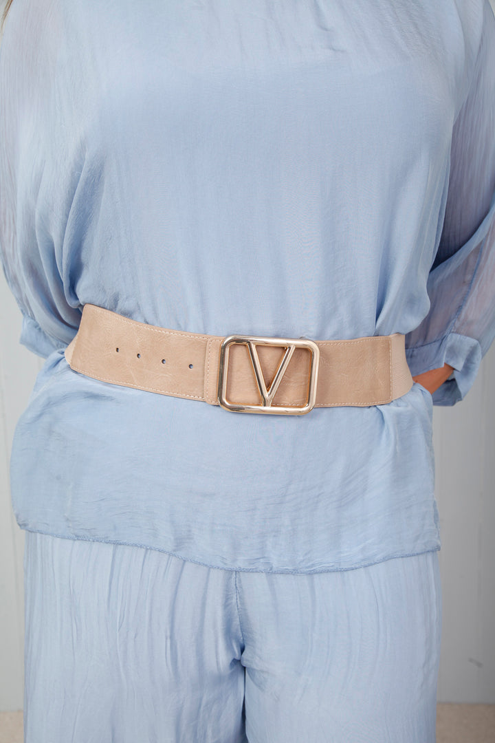 Galentino Stretch Belt Mocha/Gold