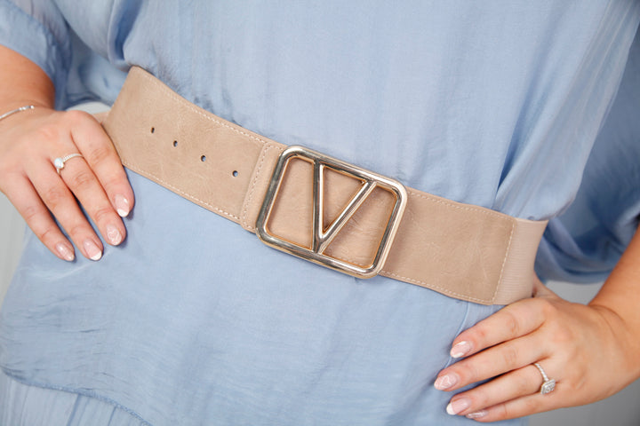 Galentino Stretch Belt Mocha/Gold