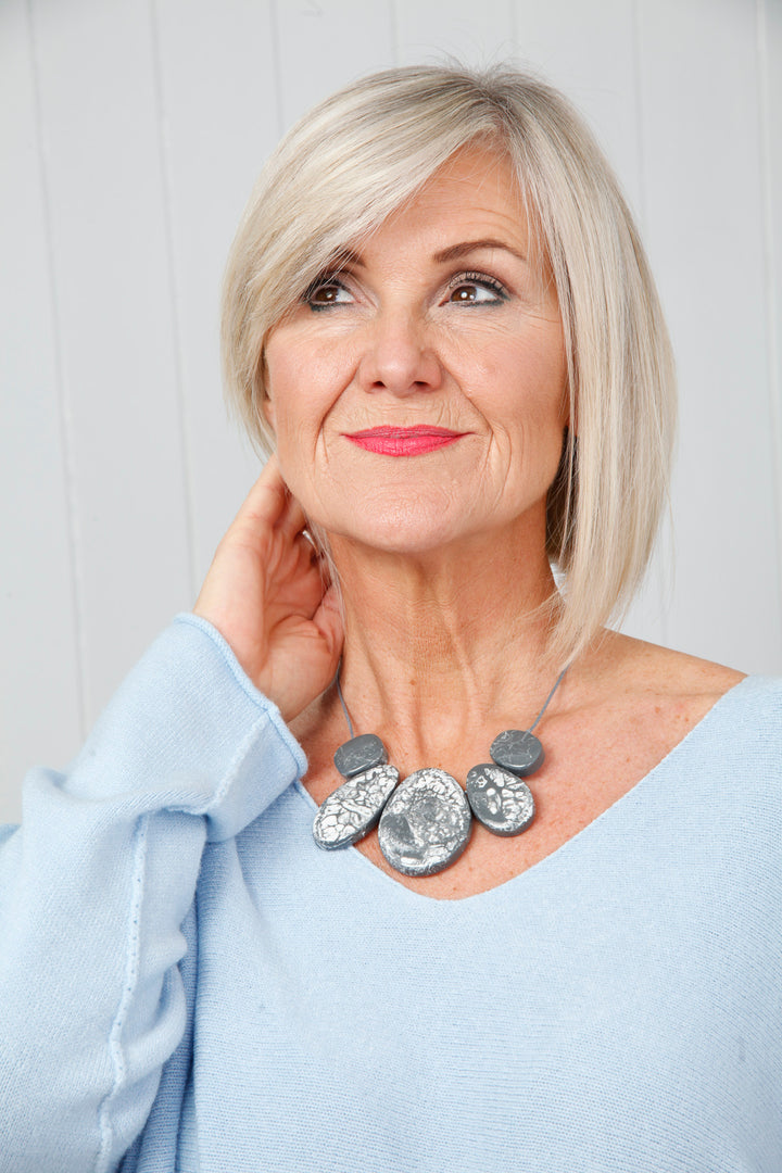 Marble Pendant Necklace Graphite