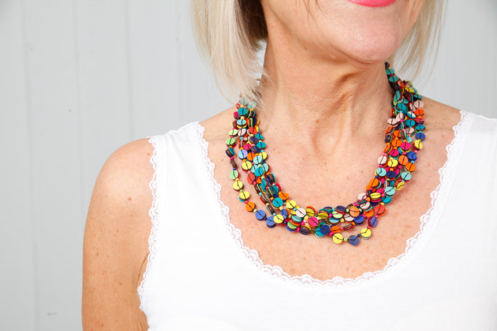 Willow Wooden Necklace Rainbow