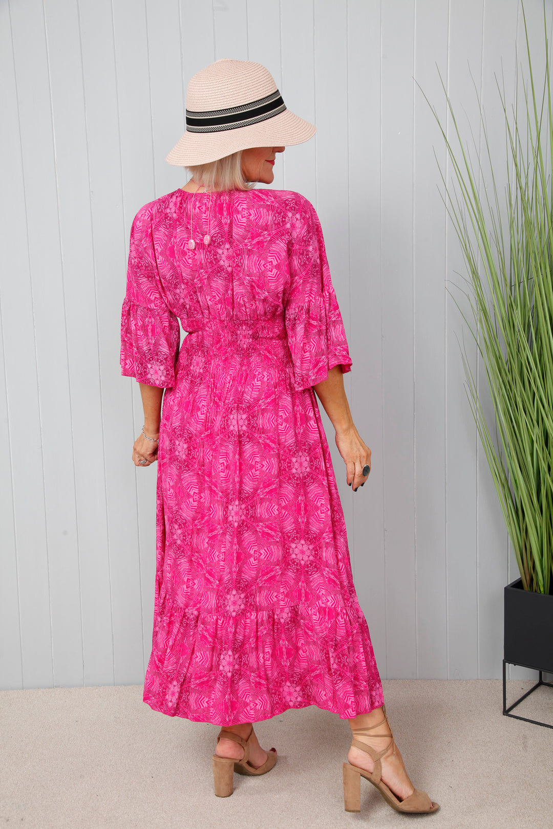Raspberry Floral Illusion Dress