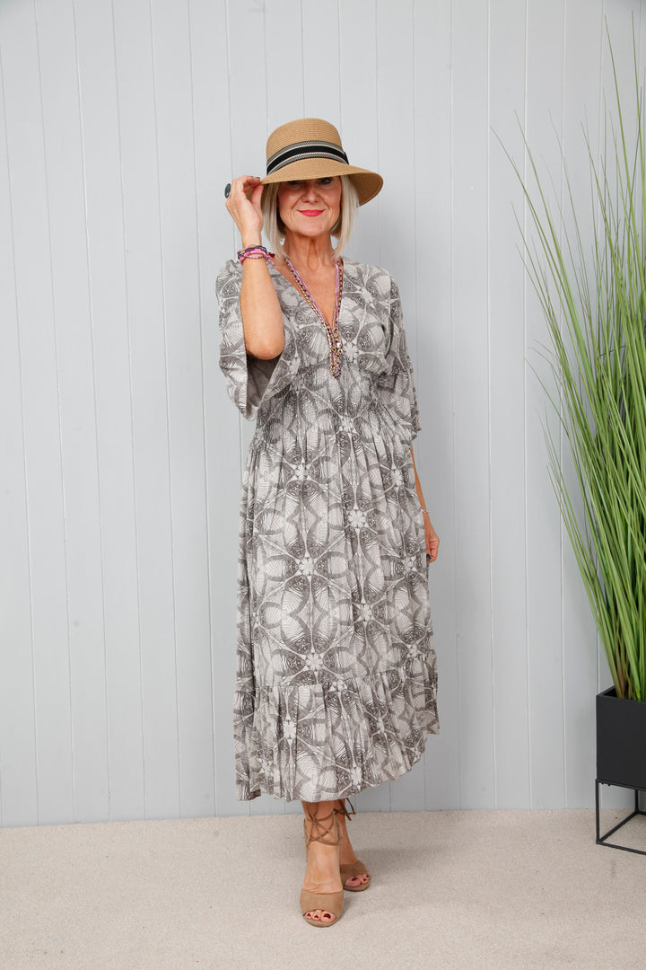 Pale Grey Floral Illusion Dress