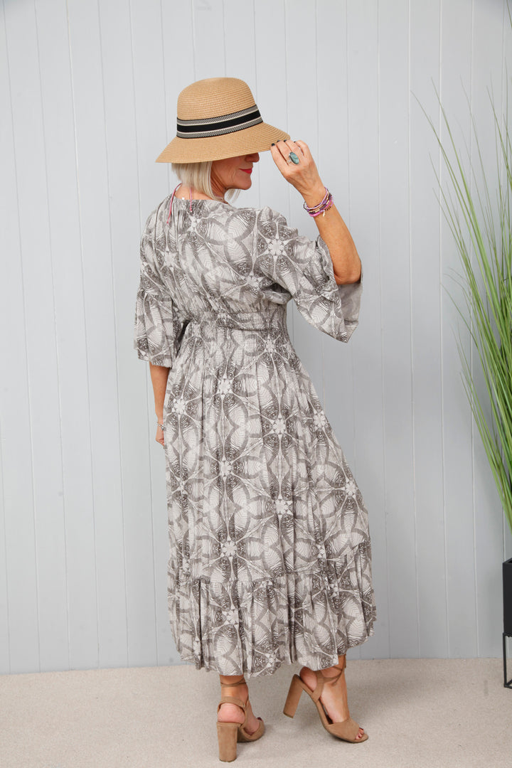 Pale Grey Floral Illusion Dress