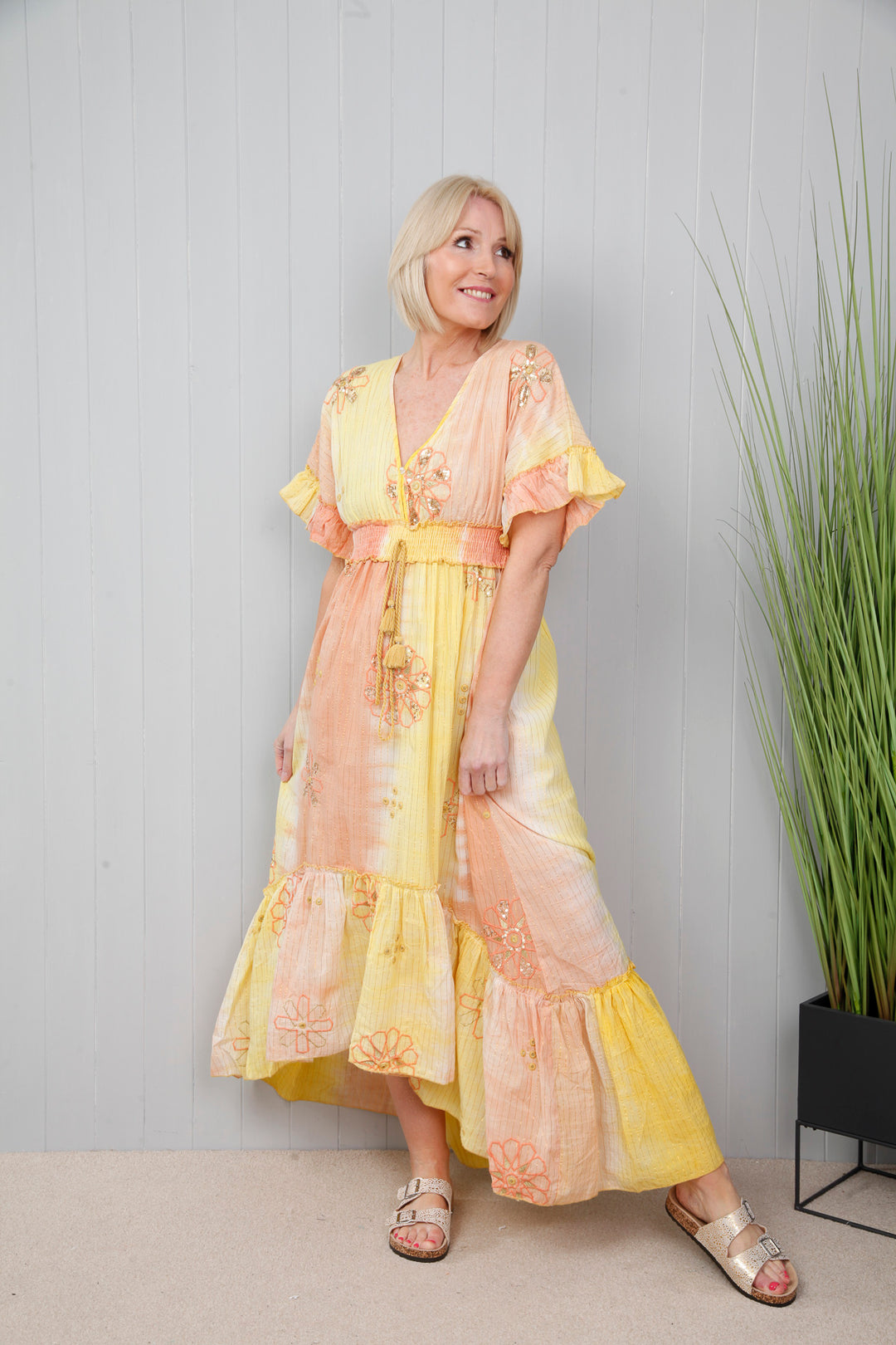 Phoenix Dress Yellow Blush