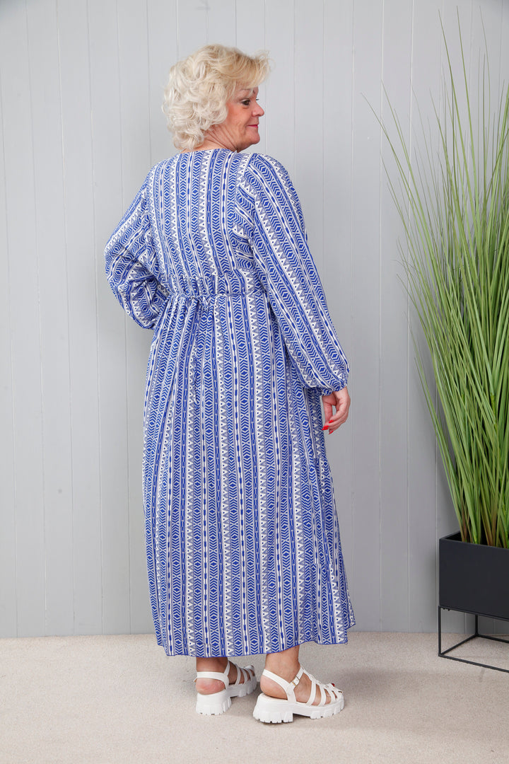 Ava Aztec Dress Blue