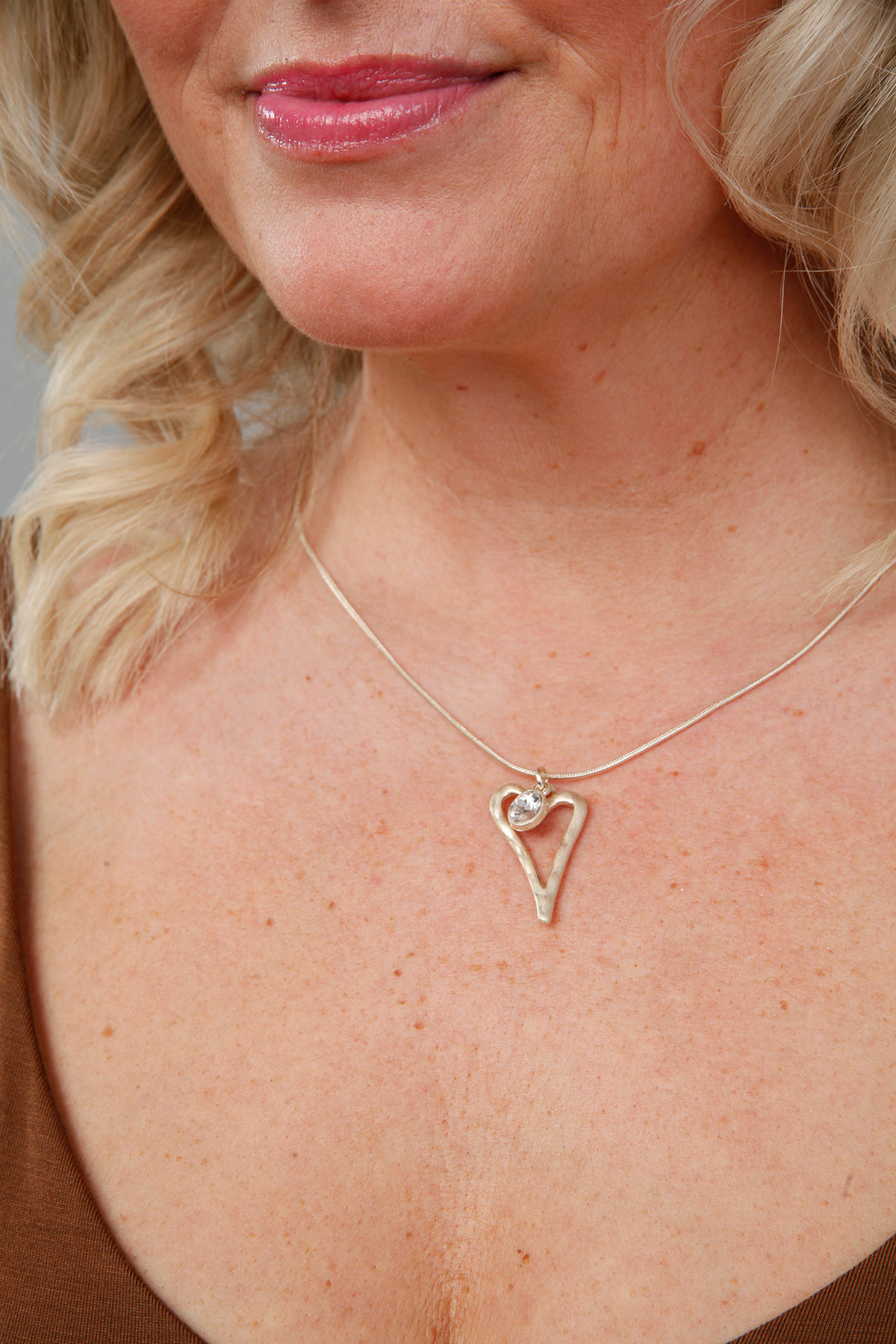 Twinkle Heart Necklace Pale Gold