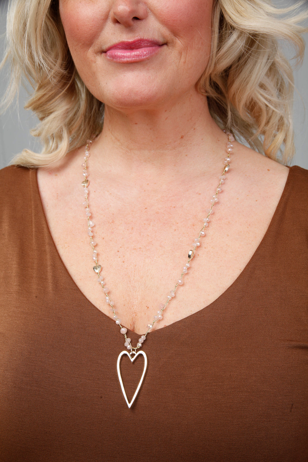 Belgravia Longline Heart Necklace Pink