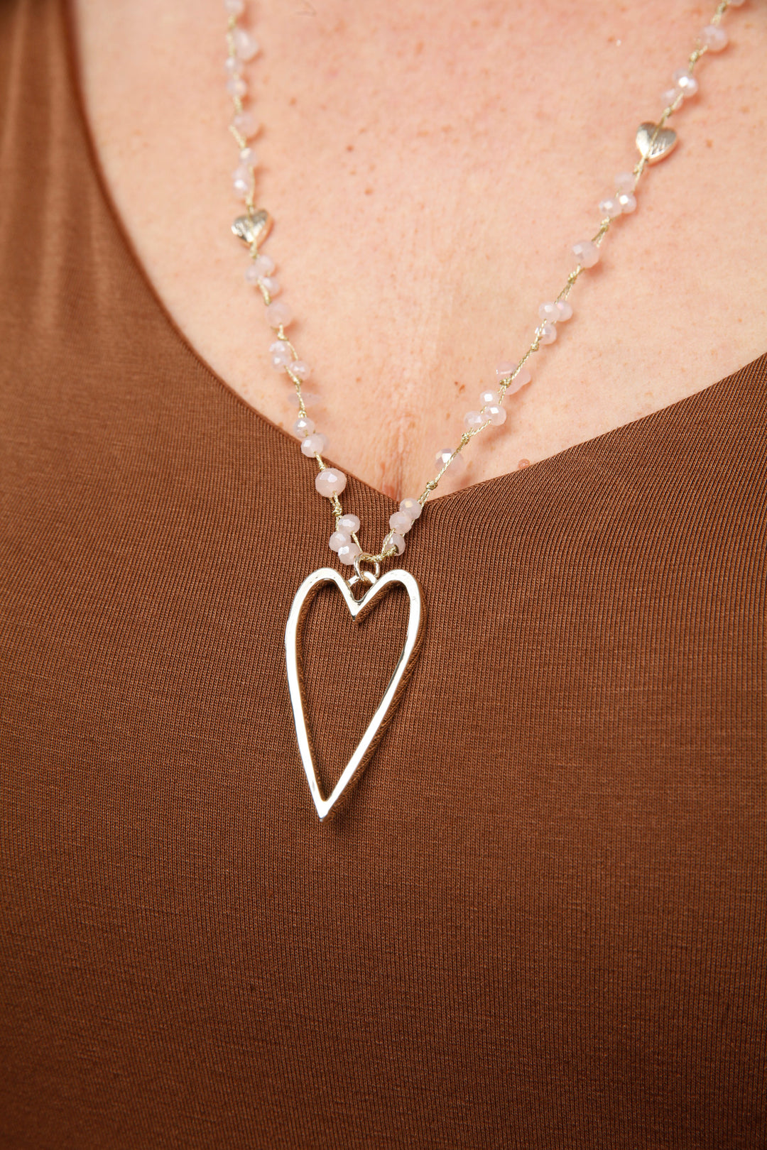 Belgravia Longline Heart Necklace Pink