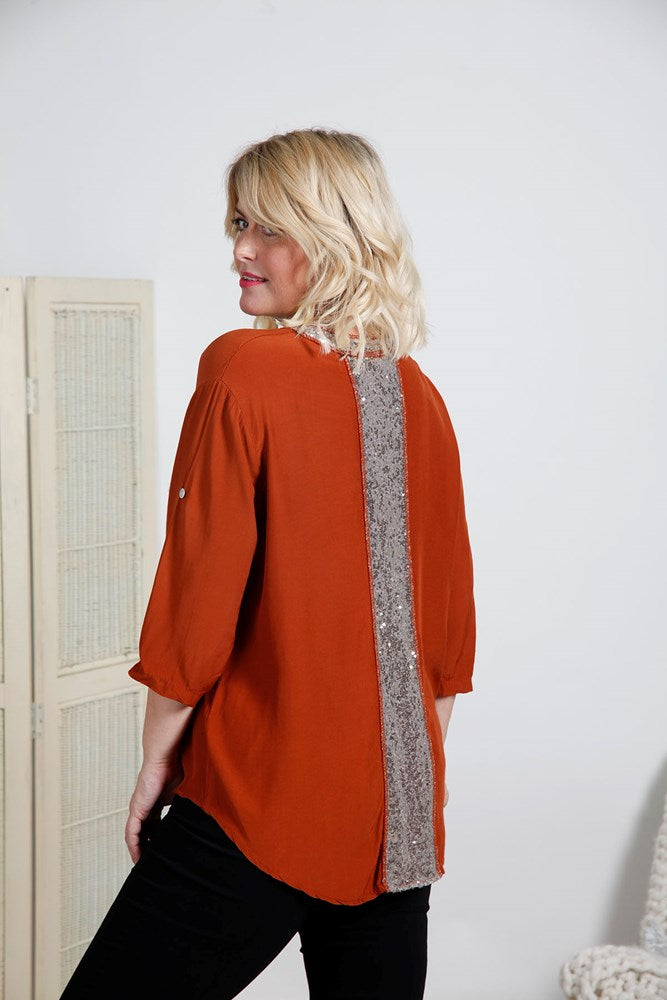 Rust Sequin Detailed Blouse