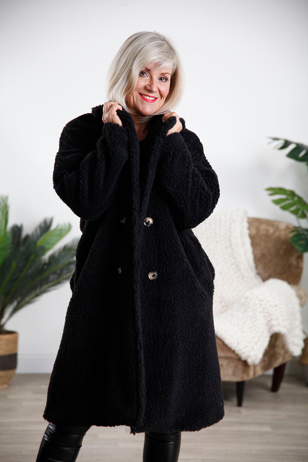 Black teddy bear coat uk outlet