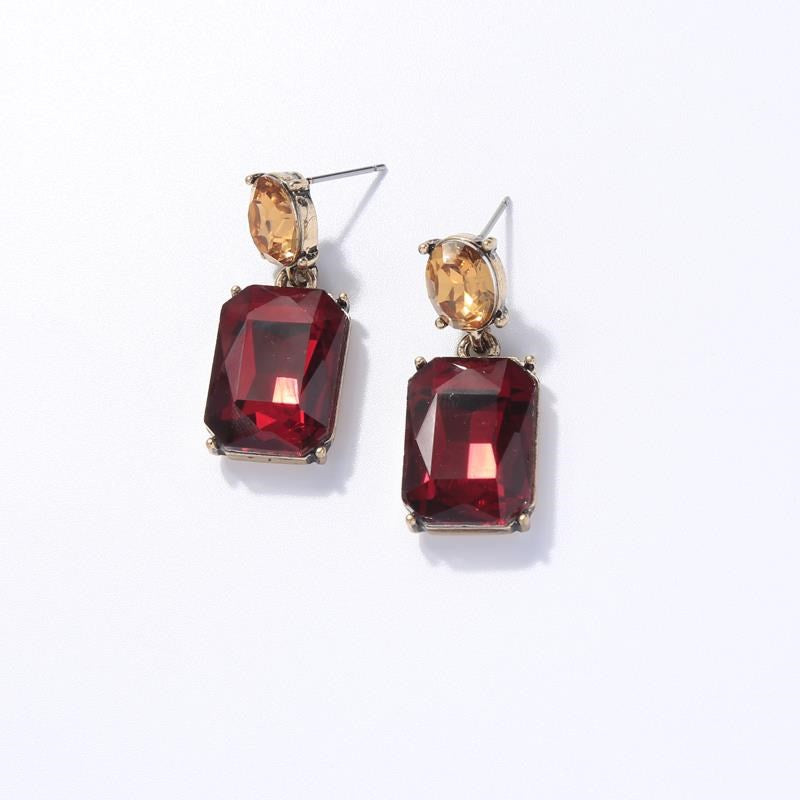 Ruby & Amber Faceted Gem Earrings