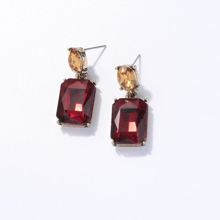 Ruby & Amber Faceted Gem Earrings
